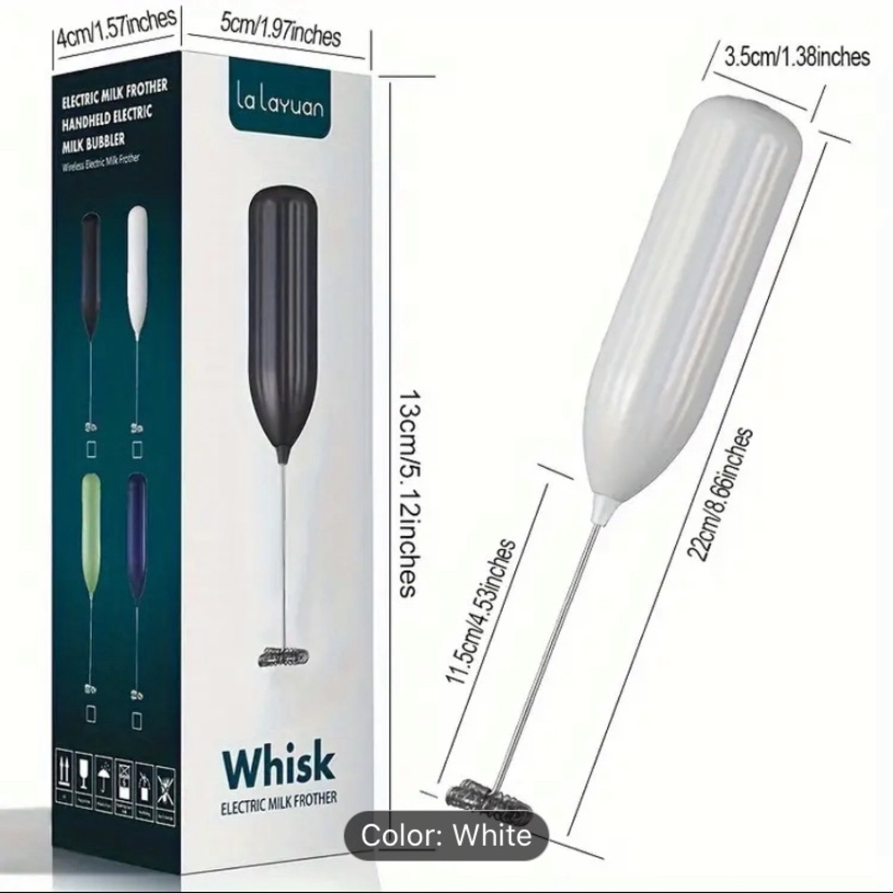 NIB Lalayuan Powerful Mini Electric Milk Frother White, Kitchen, Coffee, Mug